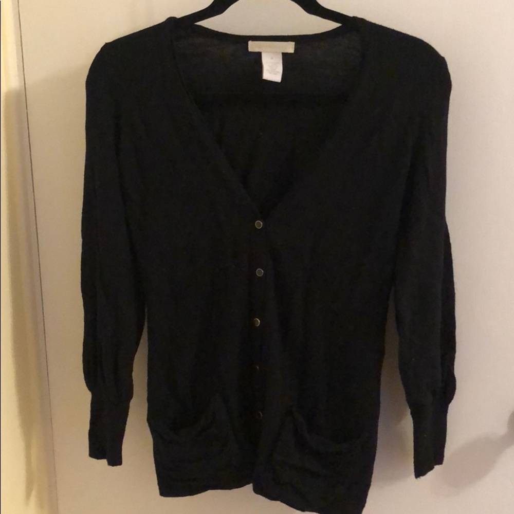 Black Cardigan with Gold Buttons